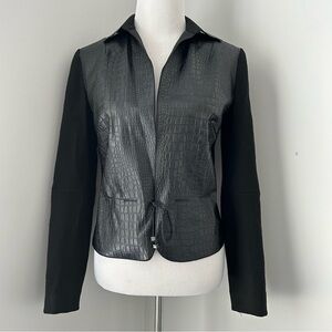 Poleci Croc-Embossed Leather Tie Jacket Blazee